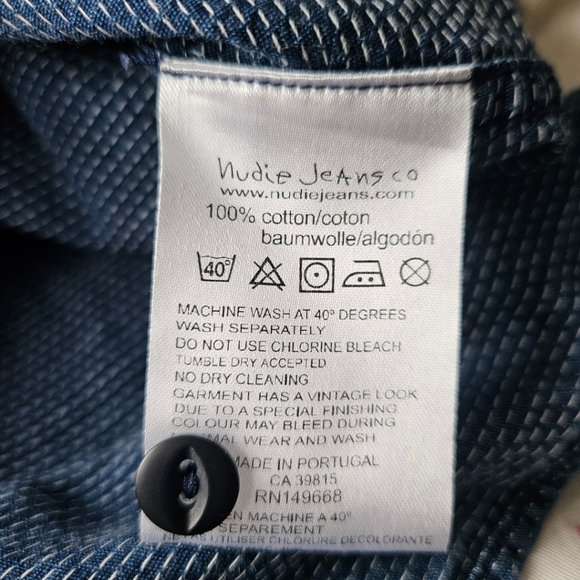 Nudie Jeans Men's Collared Blue Shirt Front Chest Pocket Poka Dot Size M - Picture 4 of 9